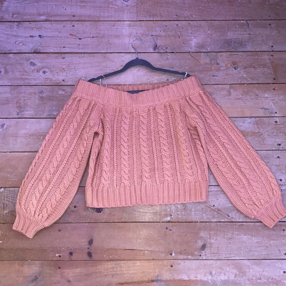 Pink Off-the-shoulder Knit Sweater